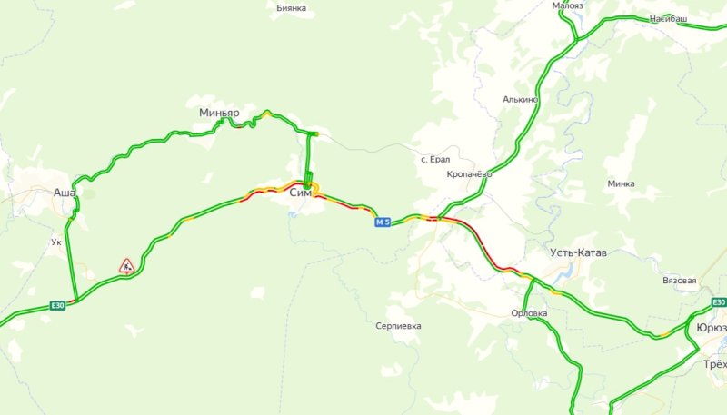 Пробки на трассе м5 уфа челябинск. Трасса м5 сим Аша. Трасса Аша м5. Карта м5 Уфа-Аша. Трасса м5 пробки Златоуст на карте.