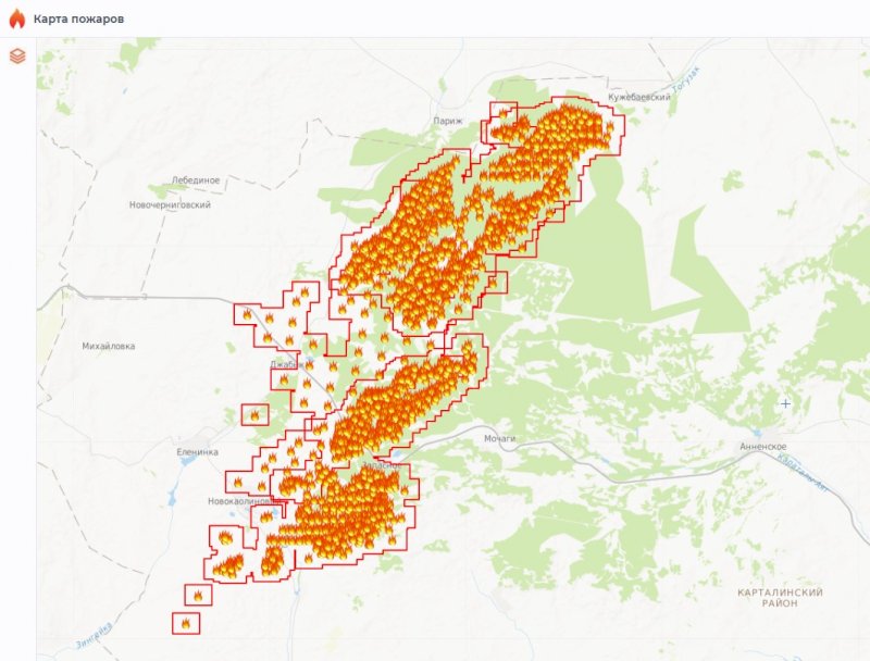 Карта пожаров по челябинской области